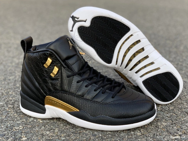 Affordable hype Retro AO6068-007 Metallic Jordan Black 12 'Reptile' Air Gold-White 0211