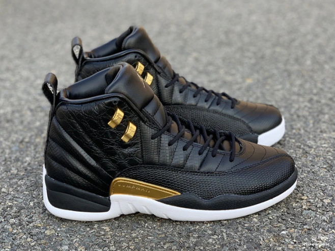 Affordable hype Retro AO6068-007 Metallic Jordan Black 12 'Reptile' Air Gold-White 0211