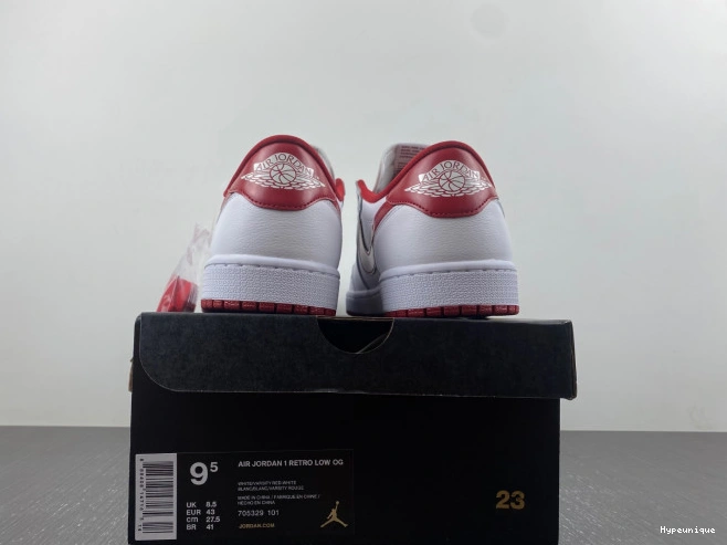 Buy now hype Jordan Low Varsity 1 White 705329-101 Red Retro 0216